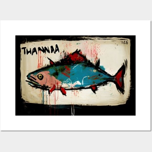 Colorful Tuna in Neo-Expressionist Style Painting Posters and Art